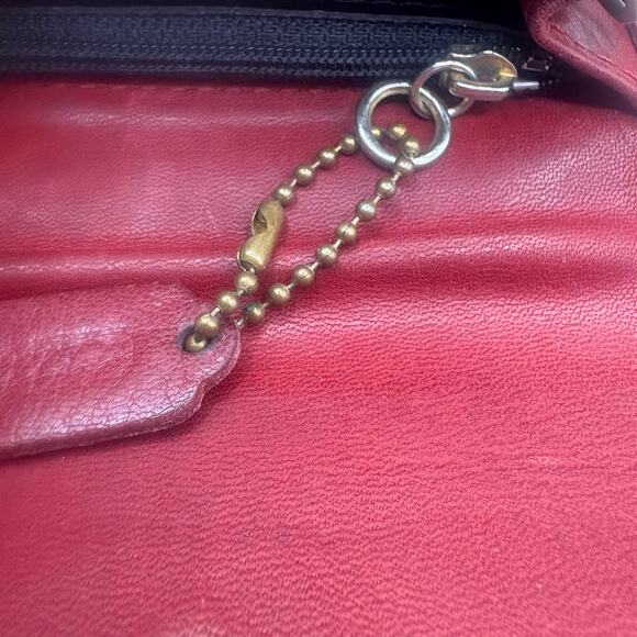 VTG Coach Multifunction Purse 7219 Red Small Leather Snap Close Tiny Hangtag 90s - Picture 14 of 16